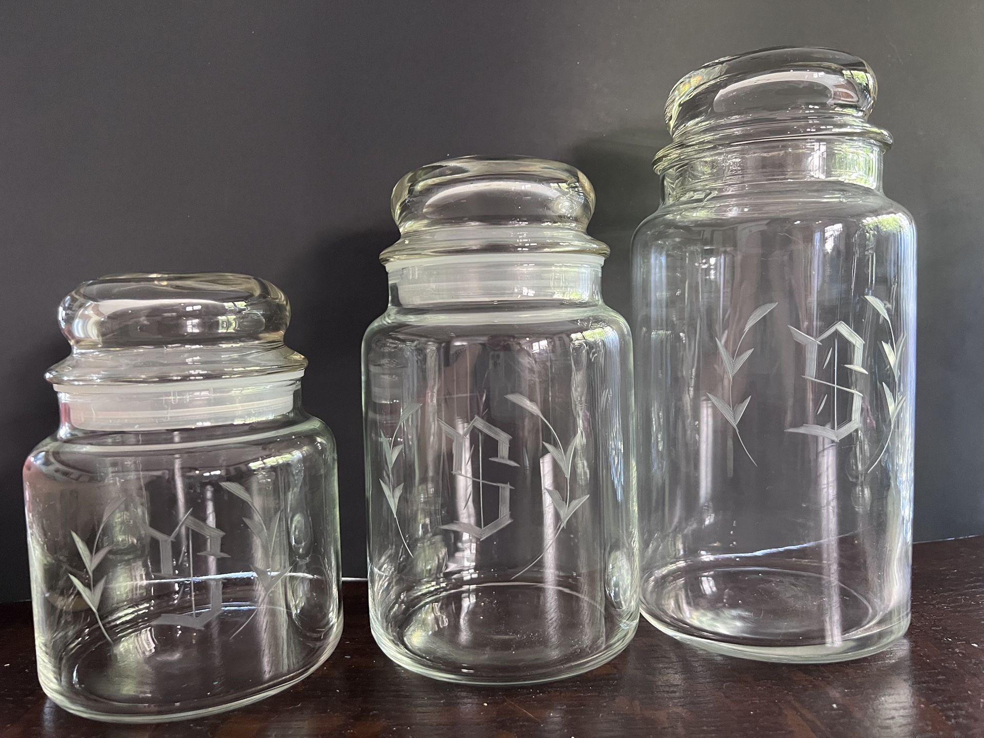 Vintage āSā glass jars