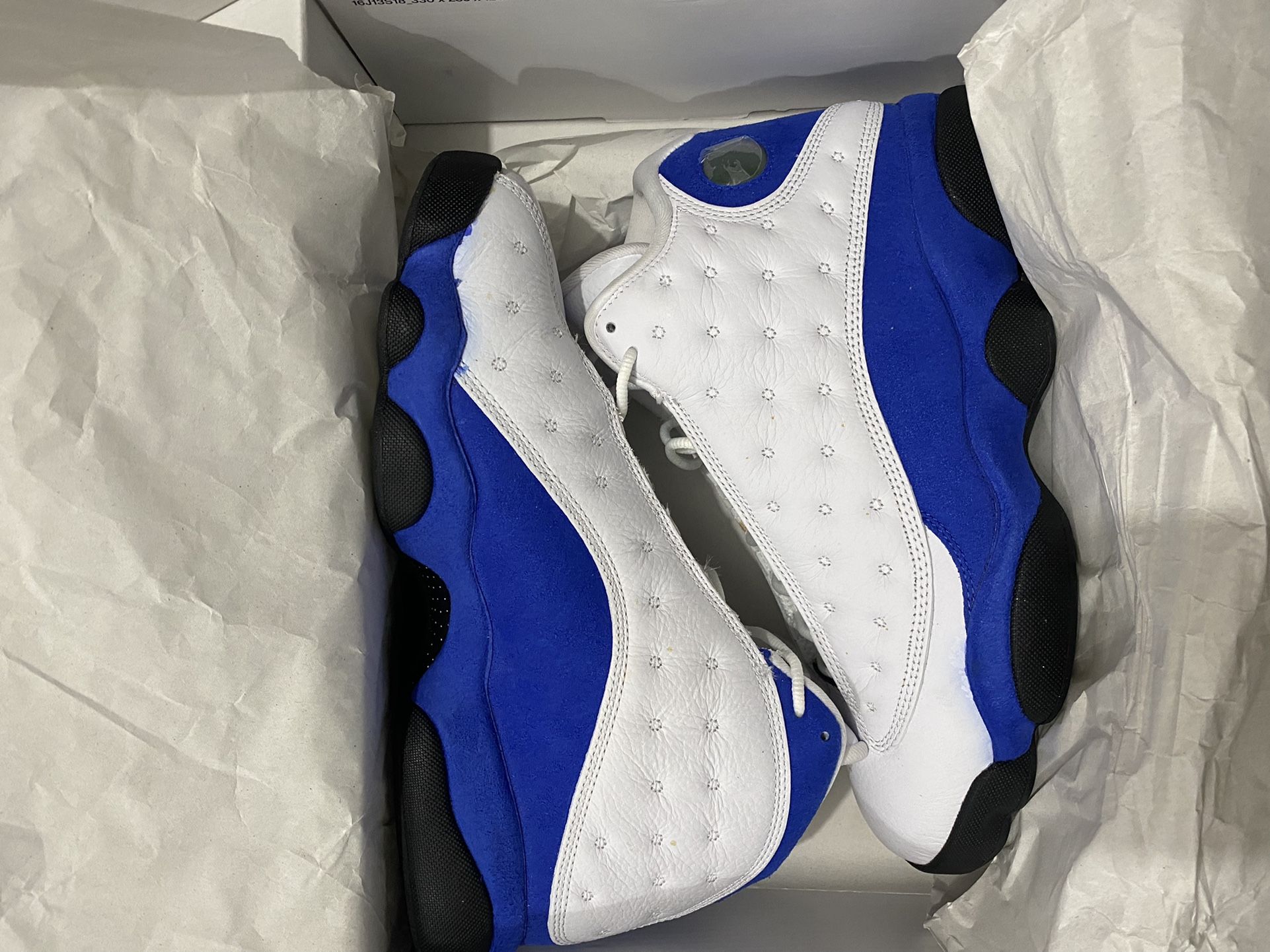 Jordan 13 Retro White Hyper Royal Black (size 9)