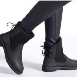 Womens ugg naiyah leather bootie boot black suade with fur lining size 8 Shoes Botas De Mujer Tamanio 8 Zapatos