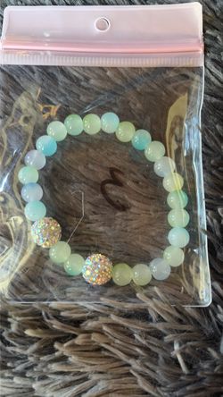 Beaded Stretch Bracelet with Rhinestone Accents