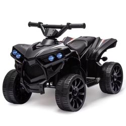 Goldensoil 6V Kids ATV 4-Wheeler, 1.8MPH Max Speed, Ride-On Toy with Music, Up to 55 Pounds, Black