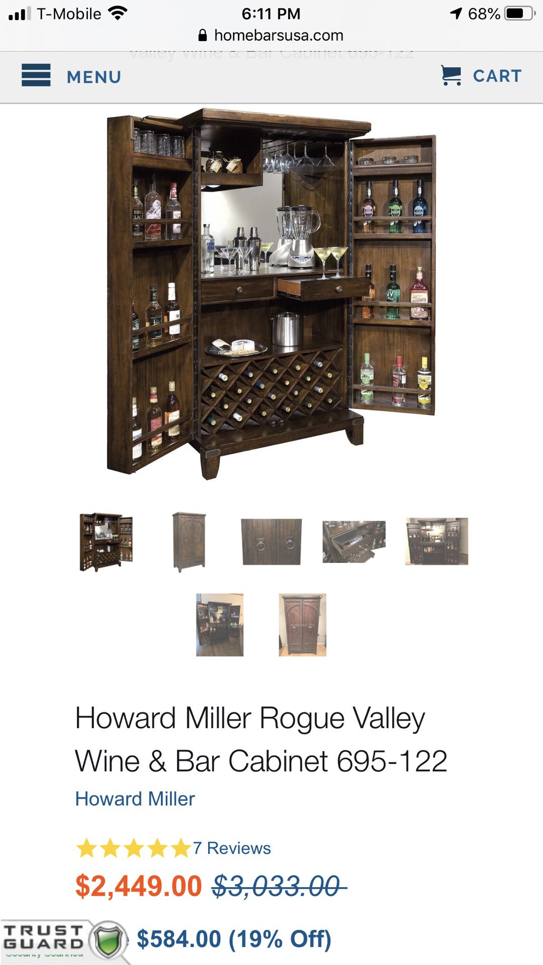 Brand New Howard Miller Wine & Liquor Cabinet