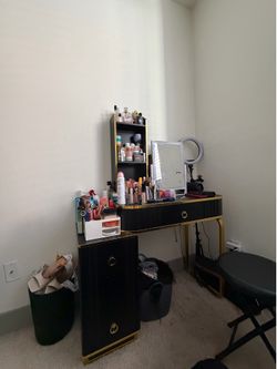 Black and gold vanity