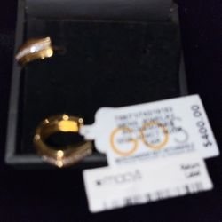 GOLD EARRINGS 10k 1/10ct diamonds with tags