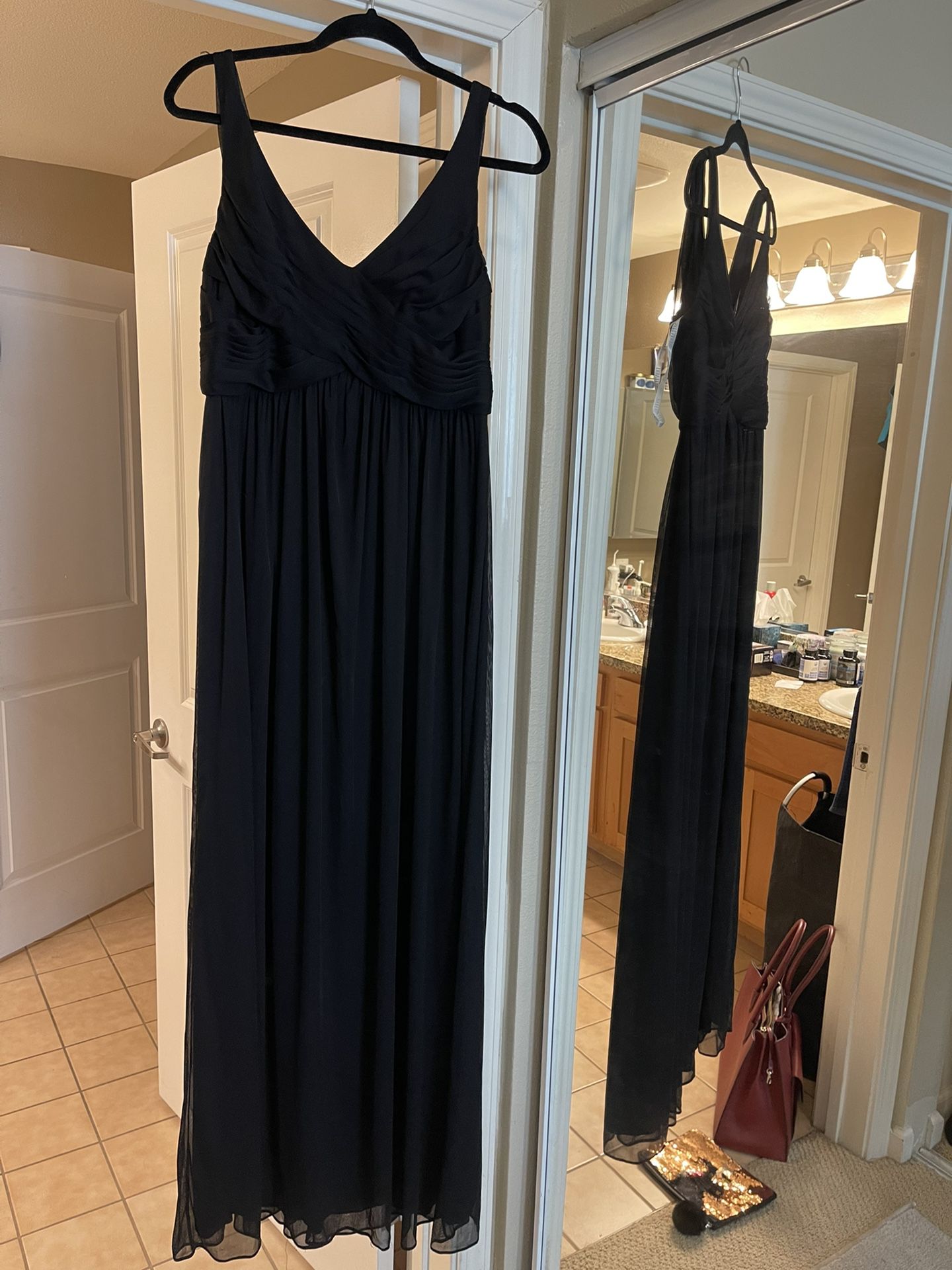 Davids Bridal Chiffon Black Dress - Bridesmaid Dress