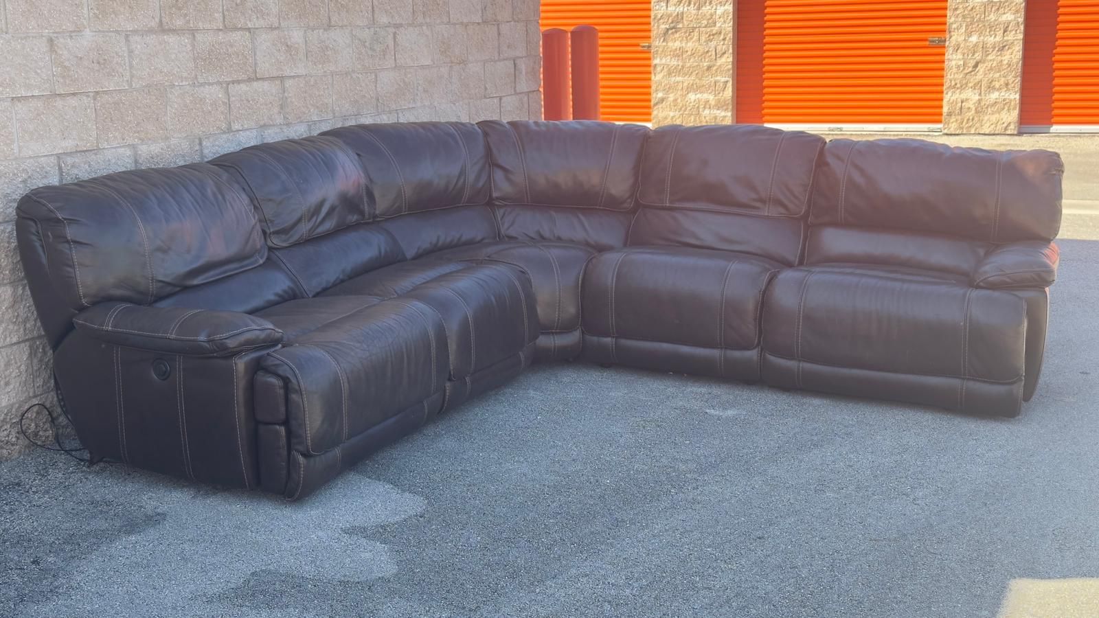 REAL LEATHER SECTIONAL RECLINER (2 power 1 manual) SOFA - delivery is negotiable