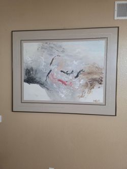 Vintage Asian Inspired Canvas Framed Painting