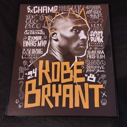 Kobe Bryant 8 inch x 10 inch GLASS frame New #2 
