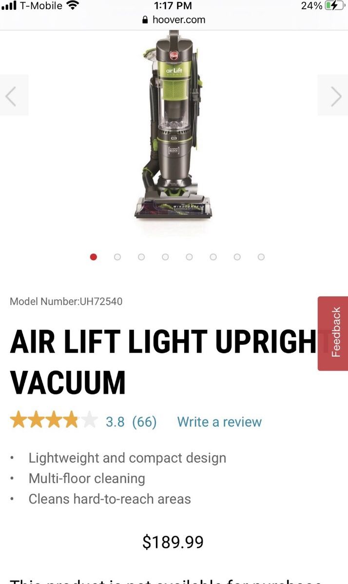 Hoover uh72540 AIR LIFT LIGHT UPRIGHT VACUUM