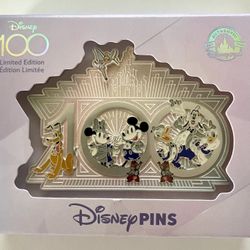 Disney 100th Anniversary Minnie Mickey Pluto Chip Dale Mini Jumbo LE 4000 Pin