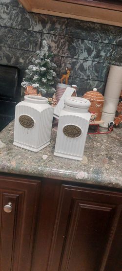2 Coffee Ceramic Containers White
