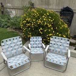 *Family Set* Vintage Aluminum Folding Webbed Chairs 