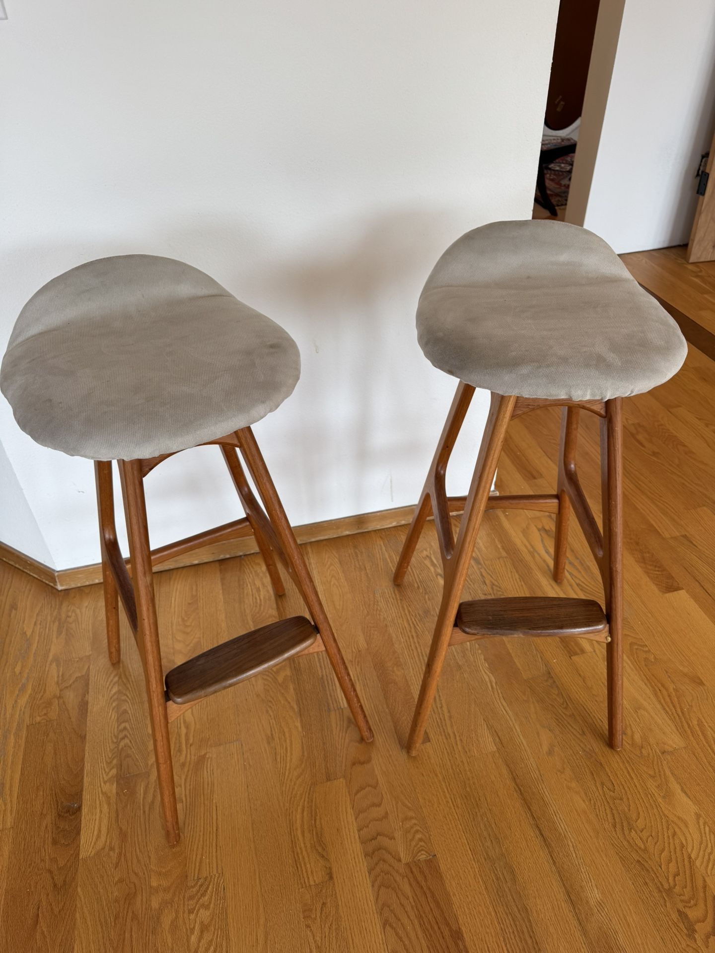 Vintage Danish Teak O.D. Møbler A-S Bar Stools – Pair