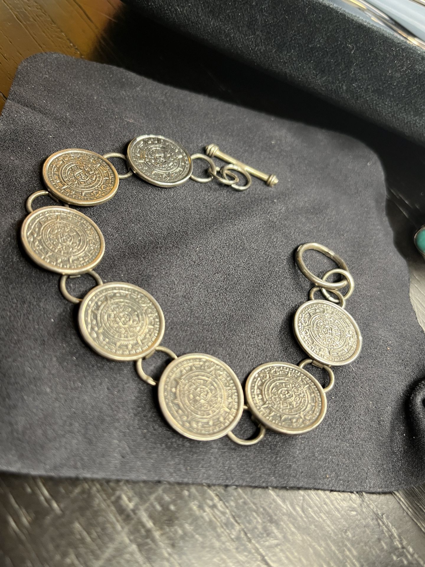 Aztec Calendar Sterling Silver Bracelet