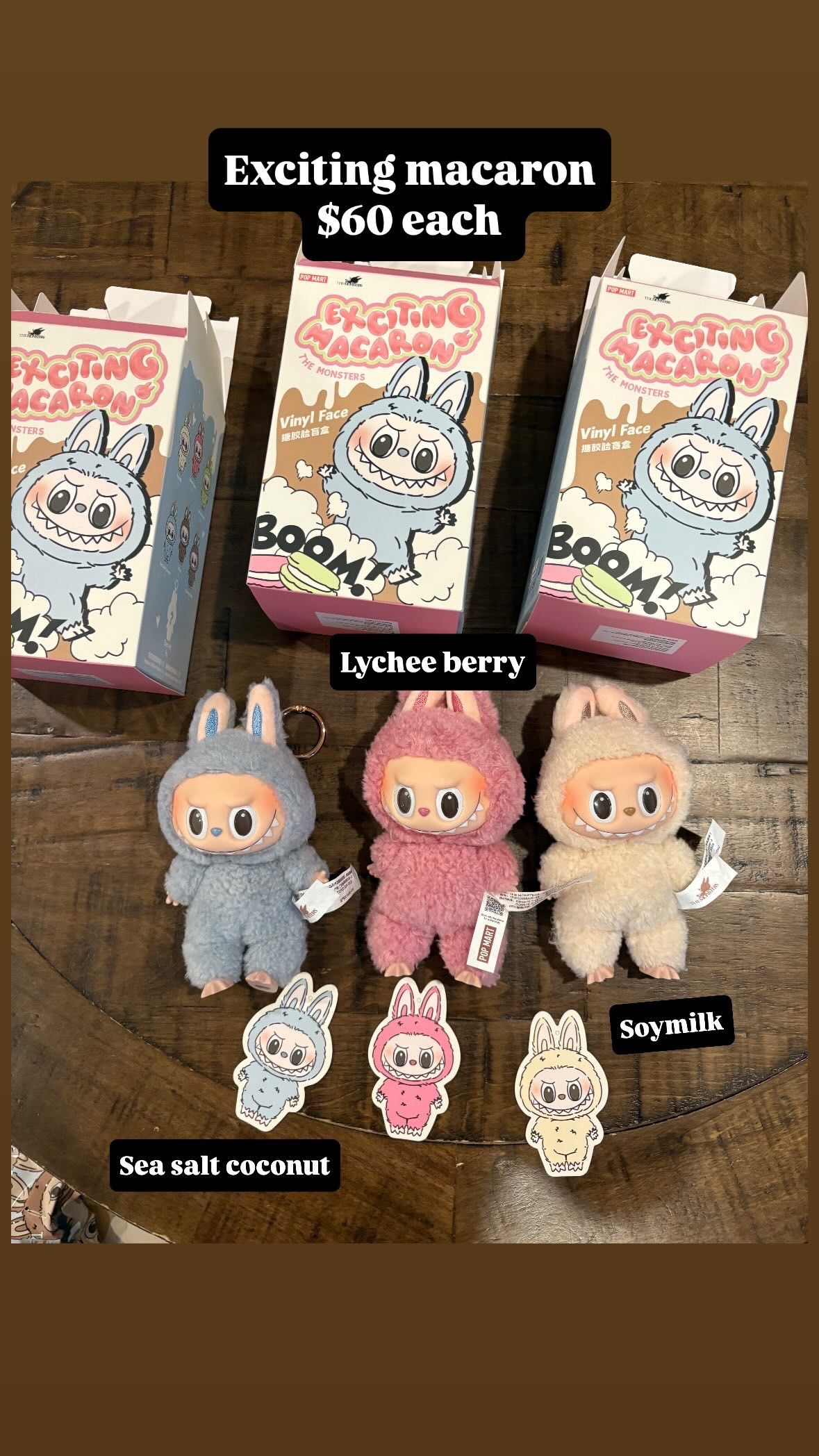 Pop Mart Labubu The Monsters Exciting Macaron Vinyl Sea Salt Coconut, Lychee Berry, Soymilk