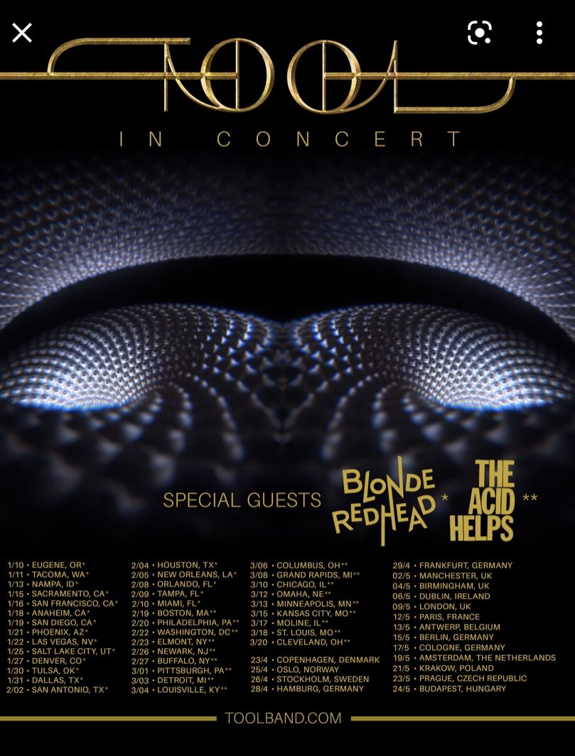 Tool Tickets 1/19/22 Viejas Arena Great Seats