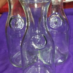 Paul Mason "Since 1852" Clear  Milk Bottle/Wine Carafe set of 3 glass bottles G12M025