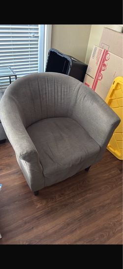 Gray Fabric Tub Accent Chair