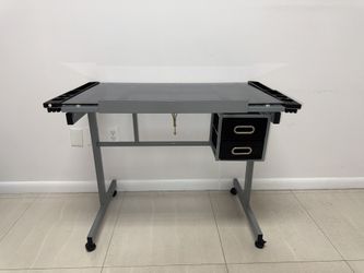 Glass Top Drafting / Work Desk (with drawers & wheels)