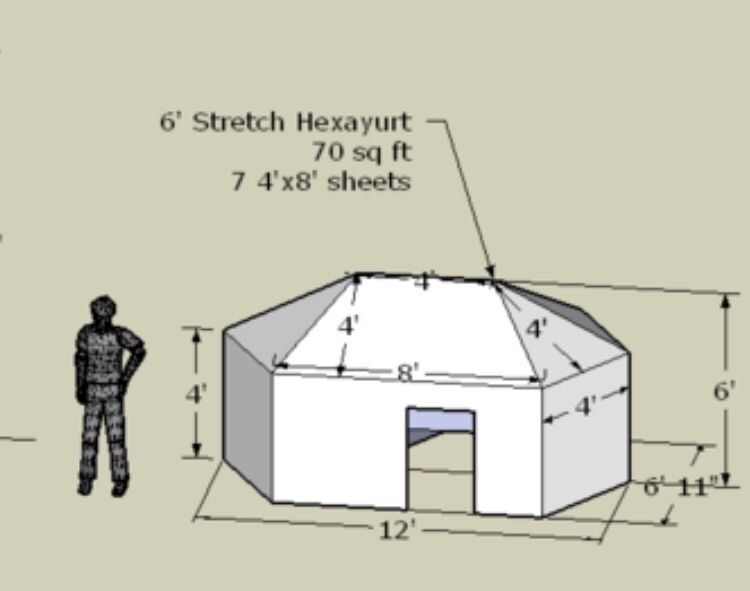 6 foot stretch hexayurt + Window A/C