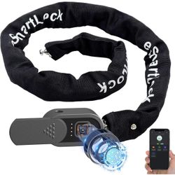 Eseesmart Fingerprint Bike Chain Lock with Keys, Heavy Duty Anti-Theft Bicycle Chain Lock, 3.28 Ft 8mm Thicker Security Bike Locks Waterproof for Bike