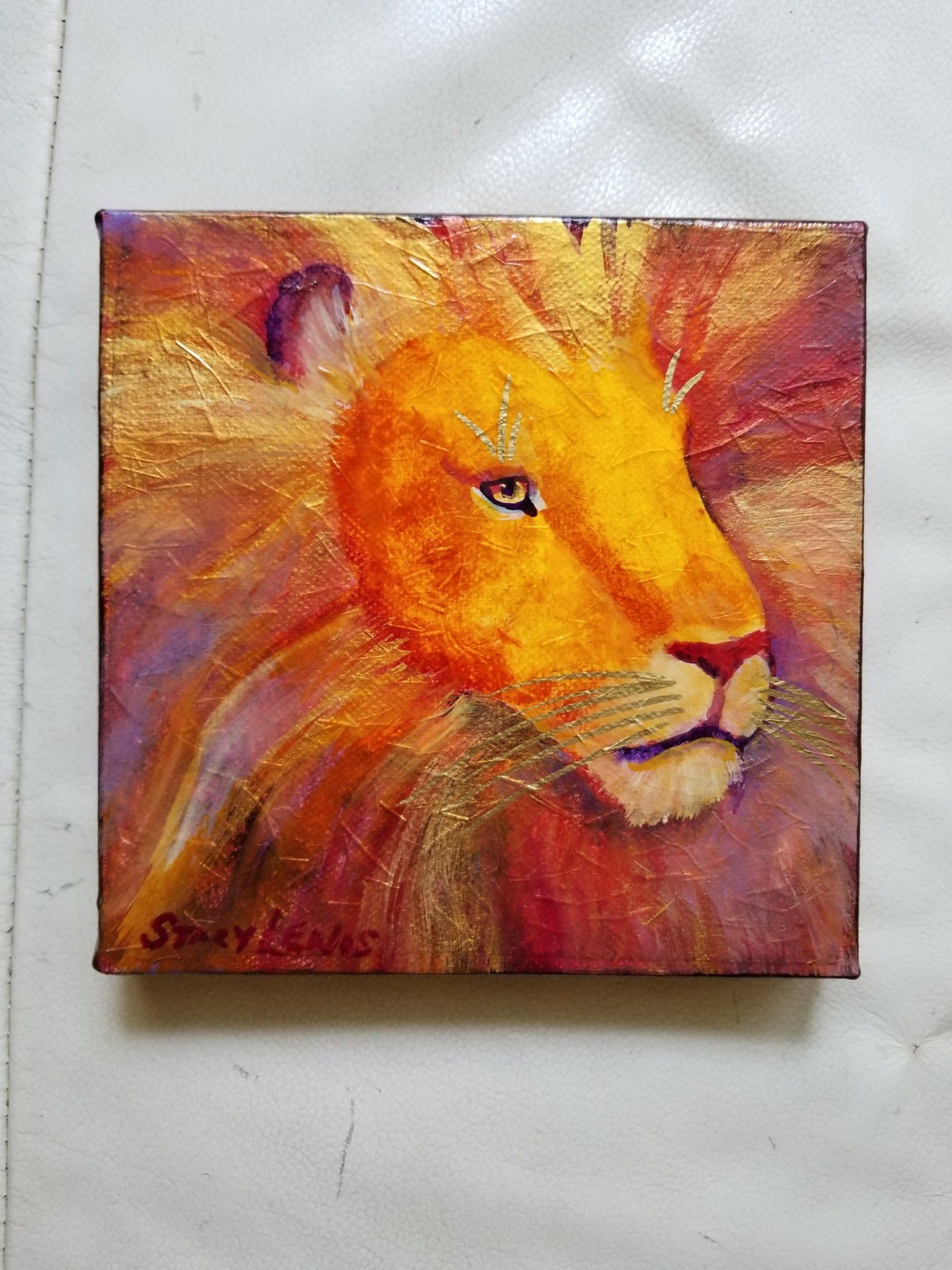 Lion Hand painted signed painting