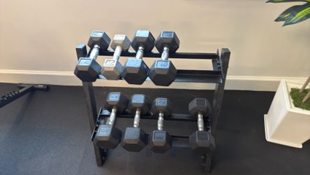 Dumbell rack with dumbells 15, 20, 25 , 30
