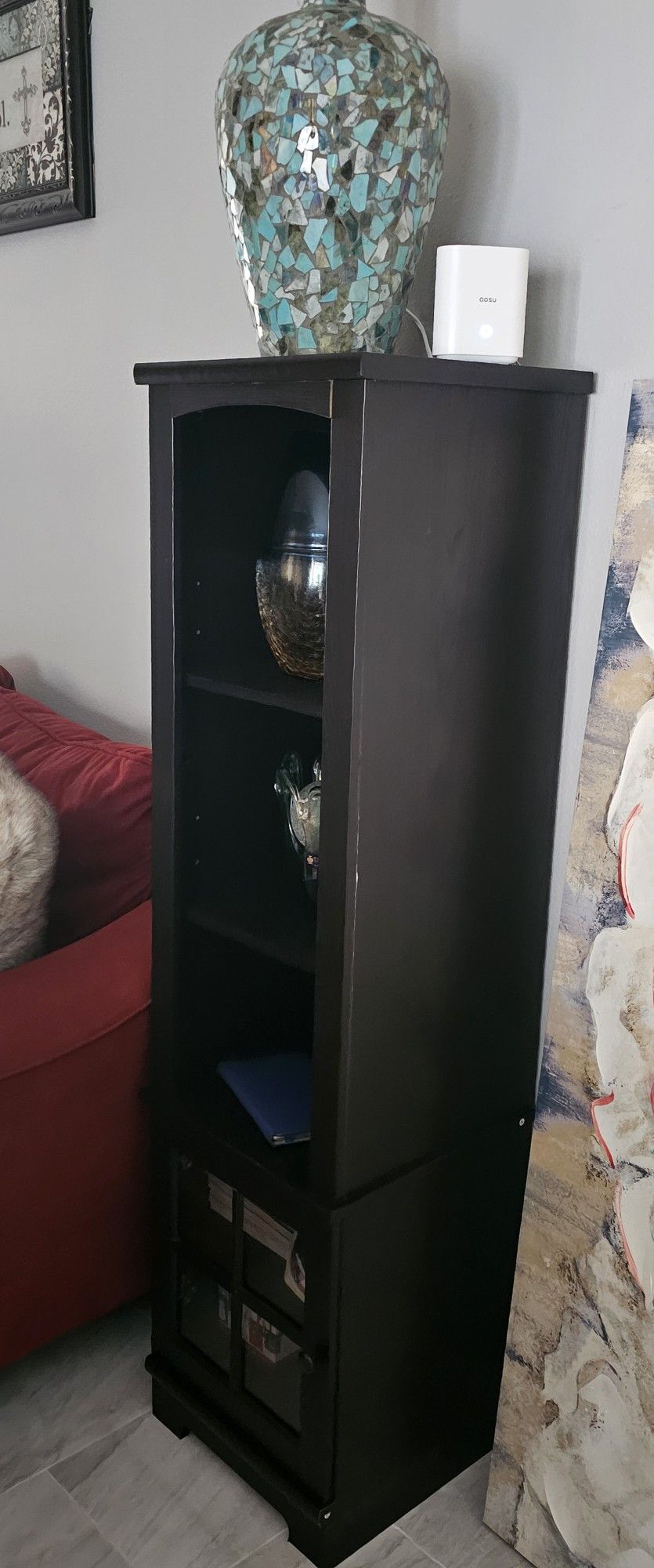 Black Display Cabinet with Glass Doors