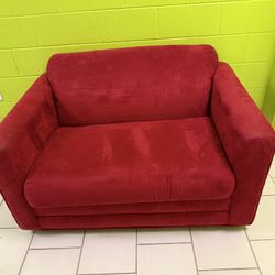 Fun Furnishings 11232 Red Micro Suede Sofa Loveseat Sleeper