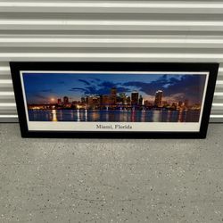 Framed Miami Florida Skyline Panoramic Wall Art Cityscape Print Home Decor