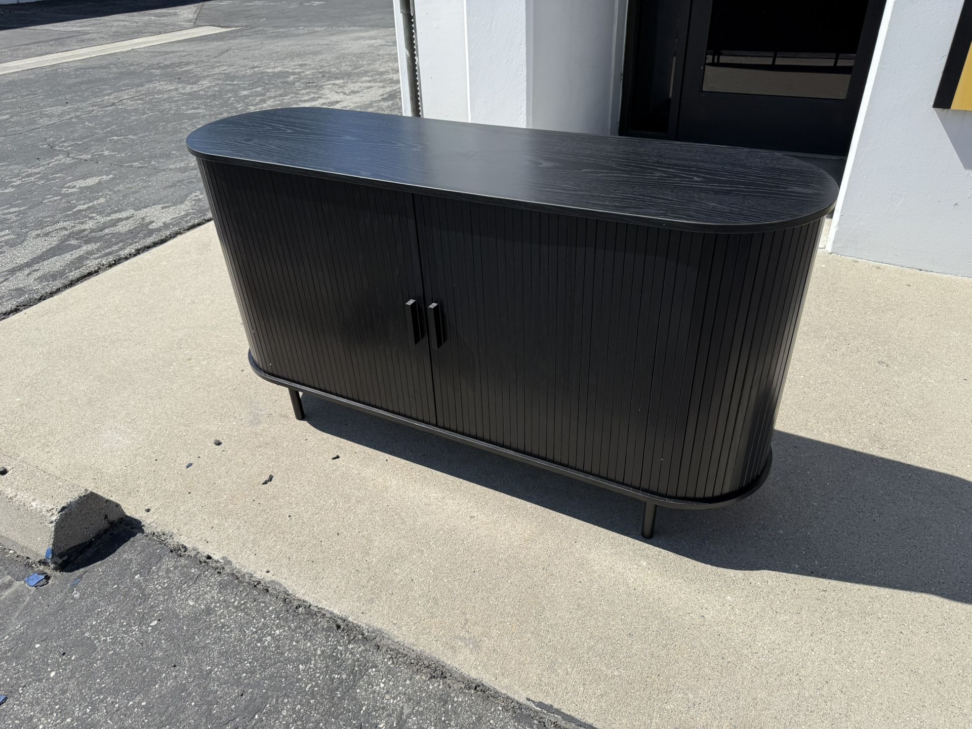 Sideboard Tambour Storage Black Cabinet