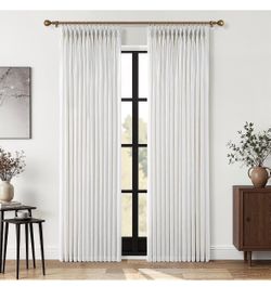 2 pack NaturalLinen Pinch Pleated Curtains 40”Wx84”L