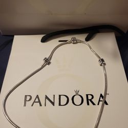 Pandora  Necklace With Silver 14k Charms