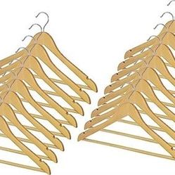 Natural Wood Hangers - 16 Pack