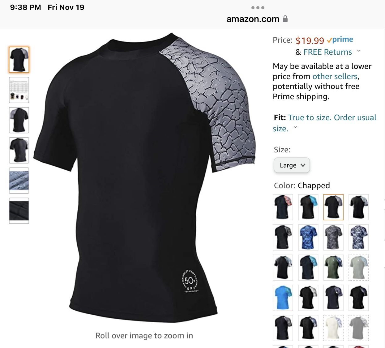 rand: HUGE SPORTS HUGE SPORTS Men's Splice UV Sun Protection UPF 50+ Skins Rash Guard Short Sleeve