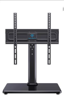 PERLESMITH Universal Swivel TV Stand for 24-60 inch TVs up to 99 Ibs, 12 Height Adjustable Table Top TV Stand, TV Base Stand with Tempered Glass Base,