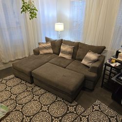 American Furniture Warehouse Gray With Chase Lounge And Storage Ottoman 