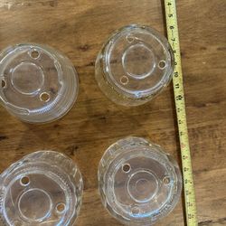 4 Vintage Glass Flower Pots - Unique!