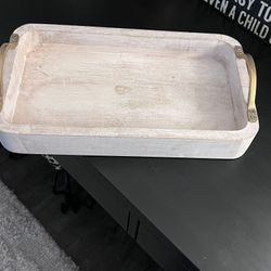 white distressed table tray decor