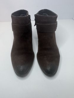 Franco Sarto Barrett Dark Brown Suede Ankle Boots Size 6M