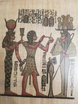 Papyrus Egiptian picture. Hand made.