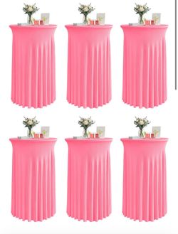 🔥CHEAP TODAY! Pink Cocktail Table Covers 6-Pack Event Set - $45!