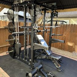 Smith Machine 400 | Adjustable Bench | 245lb Cast Iron Olympic Weights | 7ft Olympic Bar | Fitness | Gym Equipment | FREE DELIVERY/INSTALLATION 🚚 🛠️