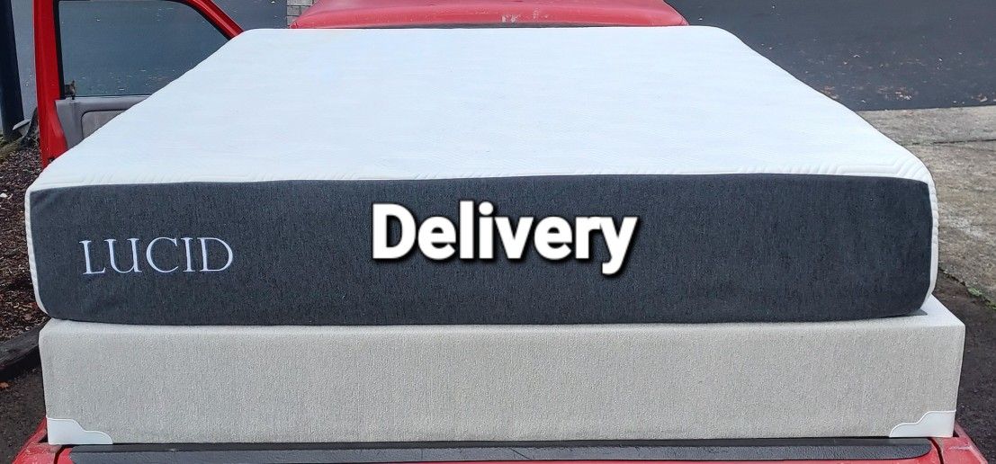 Queen Memory Foam Mattress And Box Springs With Metal Frame Like New