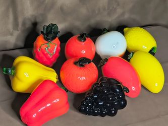 Vintage Blown Glass Fruits & Vegetables, 10 pieces