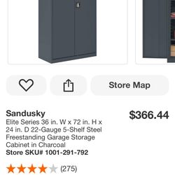 Elite Series 36 in. W x 72 in. H x 24 in. D 22-Gauge 5-Shelf Steel Freestanding Garage Storage Cabinet in Charcoal