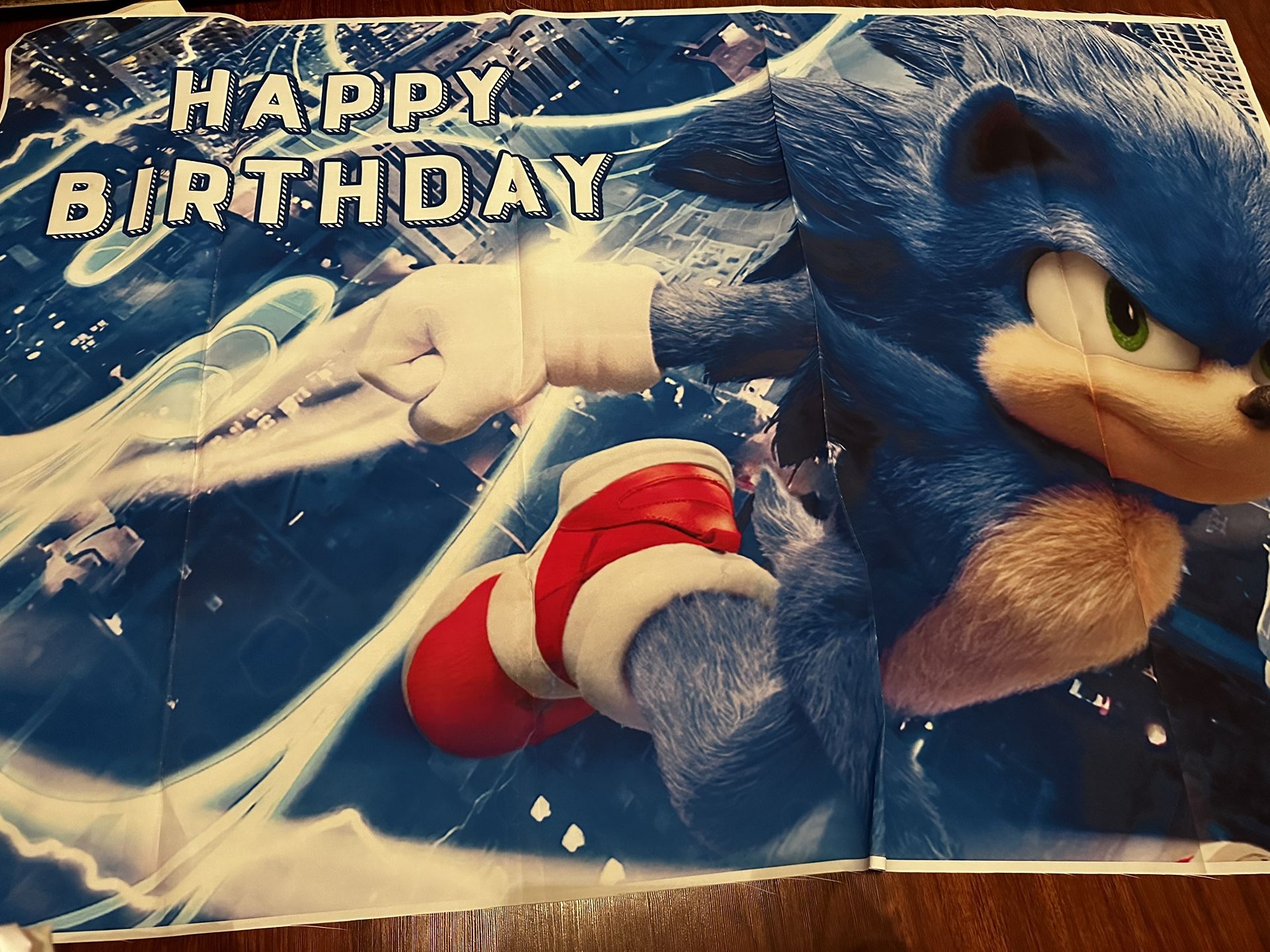  Blue Sonic Hedgehog Happy Birthday  Backdrop 5x3ft$6