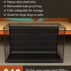 Large Folding Dog Crate – Heavy Duty 48”x30”x30” w/ Tray – Great Condition!