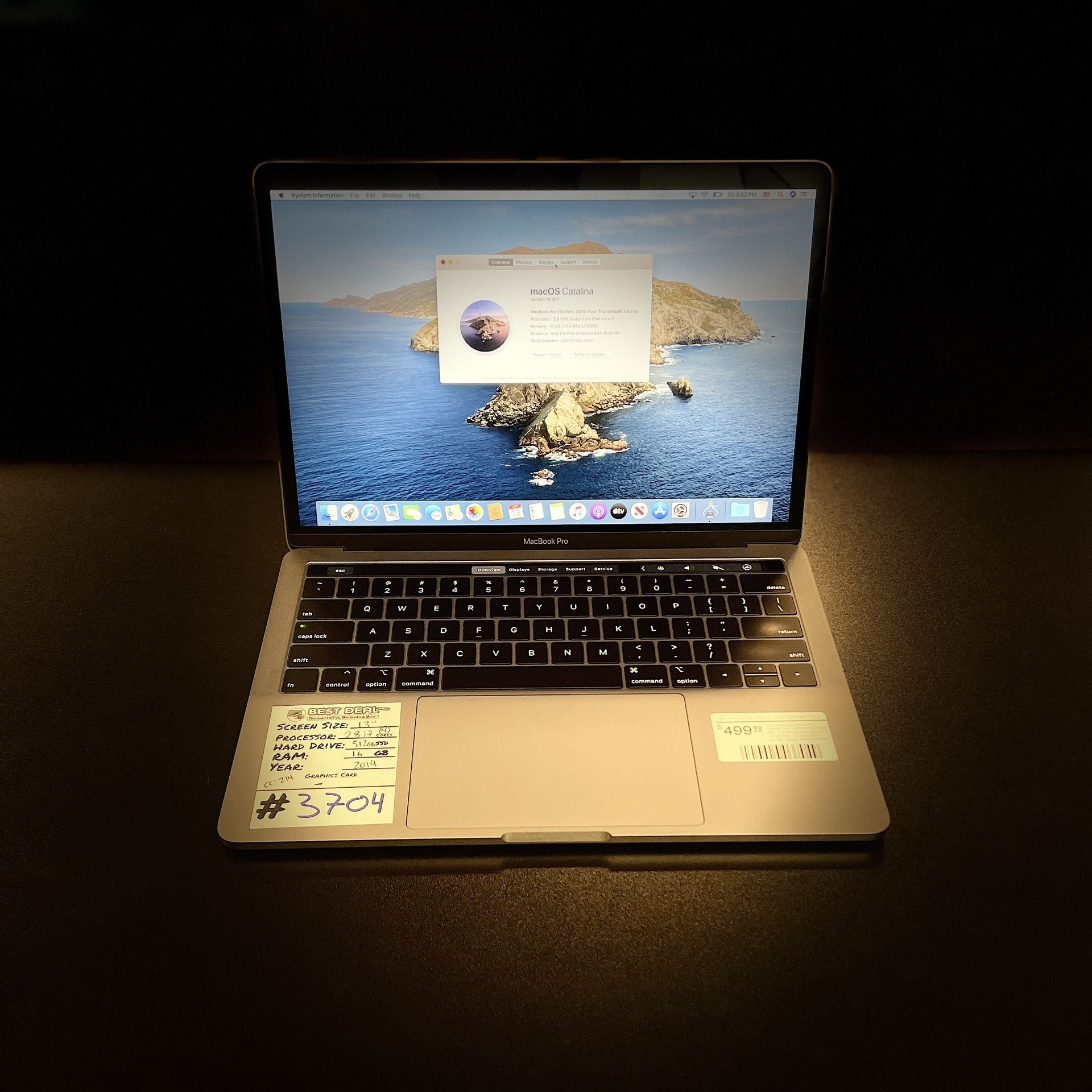 MacBook Pro 13 inch 2019 2.8Ghz i7 16GB 512GB SSD - Space Gray