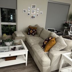 L Shape Couch - Off White / Cream